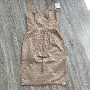 David’s Bridal Champagne Lace Short Tank Dress Size 2